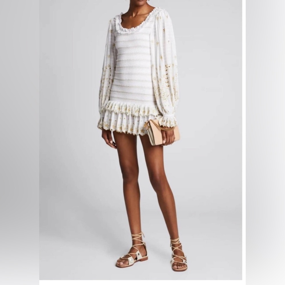 Loveshackfancy Celia white ruffle mini dress